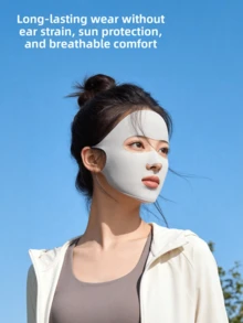 Elegant Breathable Sun Protection Face Mask, Solid Color, Elastic Fit Suitable For Summer Cycling And Daily Outings - Hand Wash Or Dry Clean, UV Protection, Face Mask, Mother's Day Gift - Multicolor - View 3