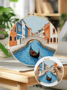 20x20cm/7.9x7.9in Hand Embroidery Kit, Suitable For Beginners, Includes Embroidery Fabric, Instruction Manual, Embroidery Hoop And Needles, Great Gift For Friends And Family, Also Applicable For Handmade Crafts For Furniture And Office - A - View 9