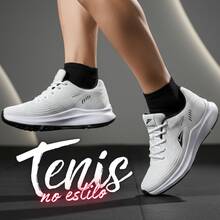 Women's Lightweight And Comfortable Athletic Sneakers For Running And Gym - Trắng/Đen - Xem 3