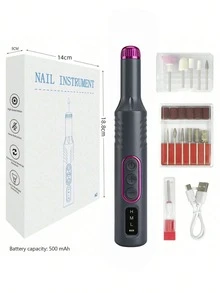Professional Electric Nail Drill Set, Nail File Drill Machine, Manicure & Pedicure Set, Home & Salon Nail File Tool Kit, Nail & Foot Care Buffer And Polishing Tools - Grey - View 9
