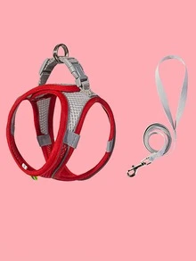 1 Set Correa y Arnés Reflectante para Gatos y Perros - Chaleco de Malla Transpirable con Correa de Nailon Acolchada, Adecuado para Razas Pequeñas a Medianas; Collar para Mascotas - Diseño Anti-Ahogo con Doble Argolla en D - Multicolor - Ver 16