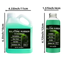 High Flexibility Heat Resistant Silicone Rubber, 32oz/6.76oz Green Non-Stick Mold Making Material For Resin, Candle, Gypsum And Jewelry Casting, Perfect For Complex Details & Carving Projects - Green - View 3