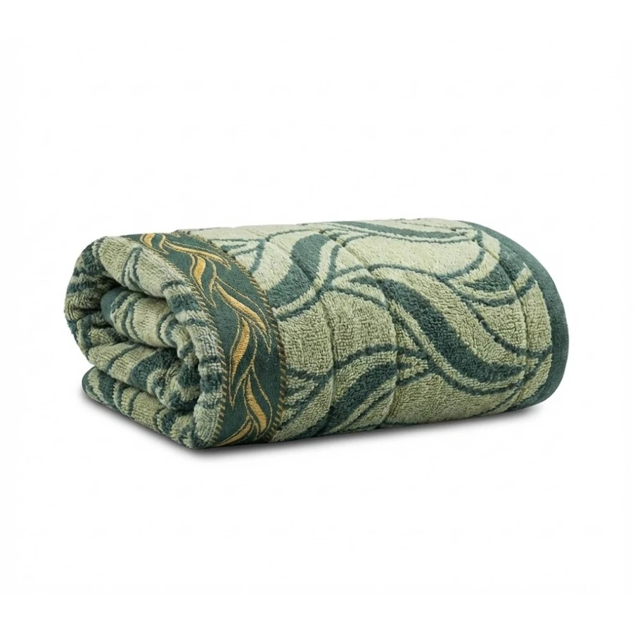 Large Soft Cotton Bath Towel With Luxury Print, 70*1.40 Cm - 圖案 3 – 綠色 - 查看 1