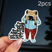 1pc/3pcs Frog Photographer Vinyl Sticker - Waterproof & Durable, Suitable For Car, Laptop, Phone, Fridge, Toolbox, Luggage - Funny Bilingual Design With Camera Gear Pattern - Multicolor - View 13