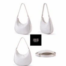 Minimalist Small Compact Women's Bag With Zipper In Gold Details In Fashion - Champagne - View 2
