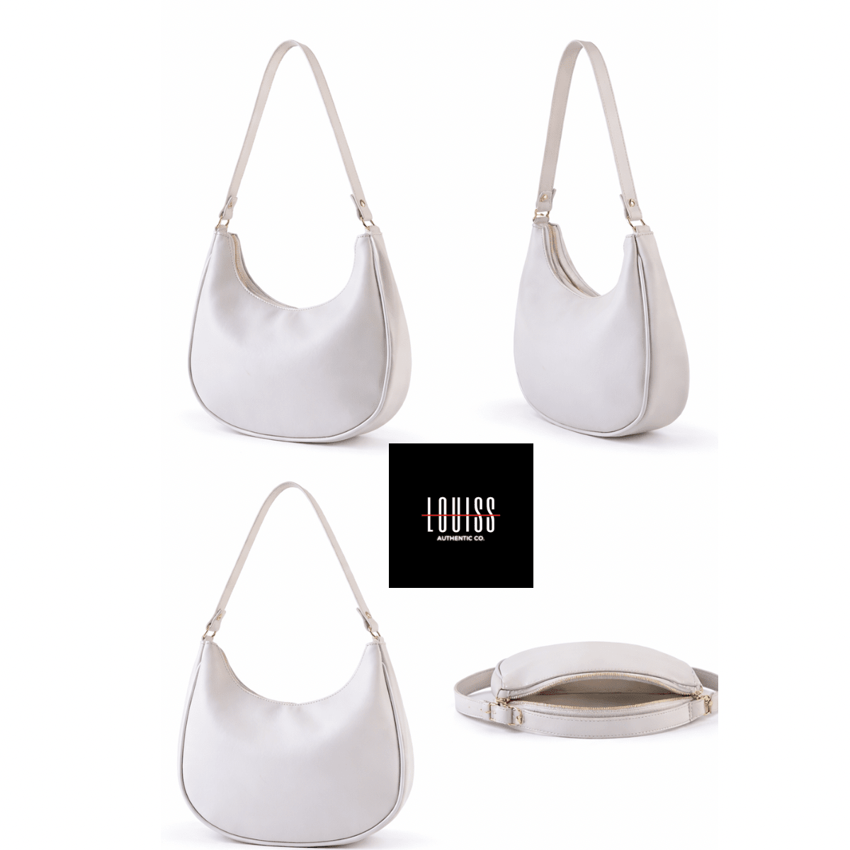 Minimalist Small Compact Women's Bag With Zipper In Gold Details In Fashion - Champagne - View 2