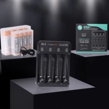 POWERKAN Complete Charging Set: NL4 4-Slot Universal USB Charger With LED Indicators & Overcharge Protection, Supports 1.2V Ni-MH / 1.5V Li-Ion Rechargeable AA/AAA, Comes With 4 Batteries (4x AAA 300mAh) - Set(AAA300x4pcs+NL4) - View 10