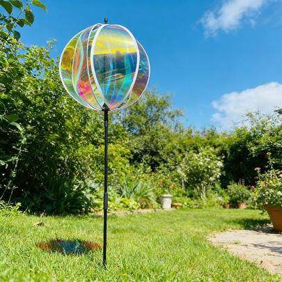 1pc Outdoor Garden Decor Windmill, Colorful 3D Spinning Ball, Wedding Decoration, Party Carnival Atmosphere Prop