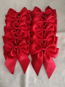 10pcs Bright Red Double-Layer Bow, Full Of Holiday Atmosphere, Suitable For Wedding DIY Decoration, Gift Packaging, Gift Basket Decoration, Birthday Packaging, Holiday Arrangement, Wedding Decoration, Mother's Day Decoration, Wreath Embellishment, Bridal Party Supplies, Holiday And Party Gift Decoration Bow - View 2