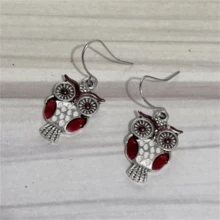 一对波西米亚复古猫头鹰吊坠耳环，哥特简约时尚纪念品礼物 - 古銀色 09 - 查看 5