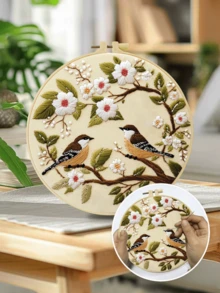 20x20cm/7.9x7.9in Hand Embroidery Kit, Bird Theme Pattern, Suitable For Adult Beginners, Includes Embroidery Cloth, Instructions, Embroidery Frame And Needles, Great Gift For Friends And Family, Home Decor, Office Craft - 20X20cm - View 5