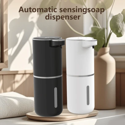 DONASIRA 380毫升容量非接触式智能红外自动皂液器，电动家用洗涤剂快速分配泵，洗手泡沫清洁剂，IPX5级防水，USB充电，4档可调，适用于手部消毒和家居清洁