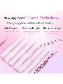 72 piezas de pestañas postizas transparentes pre-encoladas, sin necesidad de pegamento, DIY personalizables, naturales y suaves con autoadhesivo para las pestañas inferiores, regalo para mujeres y niñas, adecuado para uso diario, esencial para principiantes en maquillaje - C - Ver 3