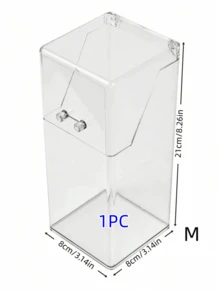 1pc Transparent Acrylic Dust-Proof Straw Holder, Pen Holder, Makeup Brush Holder With Cover, Capsule Coffee & Tea Bag Organizer, Cutlery Holder With Cover - Clear - View 6