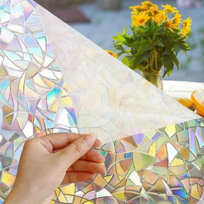 Um Rolo de Película Adesiva de Vidro Colorido de PVC Adequada para Janela Francesa de Banheiro e Toalete, À Prova d'Água, À Prova de Umidade, Resistente aos Raios UV, e Também Adequada para Decoração de Janela de Sala de Estar(60*200mm)