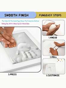 Baby Handprint & Footprint Clay Mold Kit, Newborn Infant Foot Hand Print Keepsake Memorable Gift With Frame, Includes Clay And Frame - Multicolor - View 9