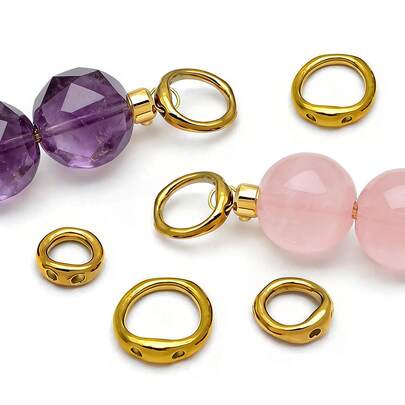 10pcs Stainless Steel Double Hole Closed Jump Rings, Suitable For DIY Necklace Bracelet Findings And Connectors