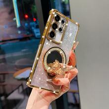 奢华闪亮渐变化妆镜蝴蝶防摔电镀磁吸手机壳，兼容三星 Galaxy S26-S20、A02S-A07、A11-A17/A20-A70、Note 7/8/9/10/11/12/13/14/15、A5/A3/A2/A1/9/10/12/13C/14C/15C、荣耀 MAGIC 5/6/7 LITE 等机型 - 金色 - 查看 4