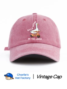 1pc Vintage Washed Baseball Cap - Funny "Carefree Silly Goose" Skateboard Print - Multiple Retro Colors Available - Soft Adjustable Dad Hat Suitable For Street, Travel And Weekend Activities,Summer,Beach,Holiday,Festival - ON tHE LOOSE - View 10