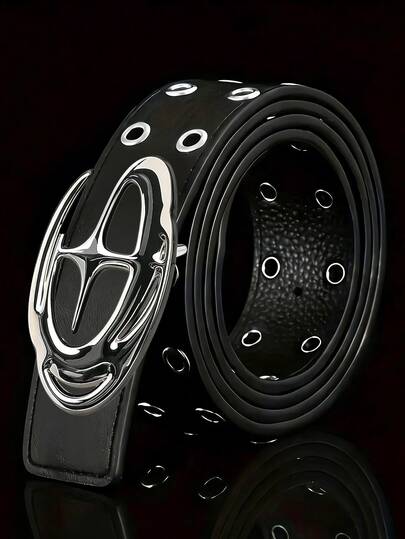 新款Y2K镂空PU皮朋克风男士腰带 - 送礼或个人风格配饰，男女皆宜 - 百搭牛仔裤、连衣裙、休闲装及派对装扮