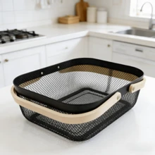 1个家用便携式收纳篮，适用于厨房，日式果蔬篮，也适用于浴室，可存放杂物、小型浴室用品和日常杂物。 - 彩色 - 查看 3