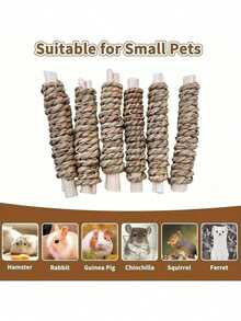 9pcs Mini Pet Toys, Suitable For Rabbits, Chinchillas, Hamsters, Squirrels, Chewing Supplies, Aquatic Grass & Sweet Bamboo - View 3