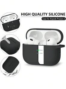 1pc Ultra-Thin 0.8mm Silicone Detachable Earphone Case, Naked Touch Suitable For All Models - Black - View 2