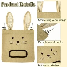 Bolsa de hierba para conejo, estante colgante para heno, bolsa de alimentación con forma de oreja de conejo - Ver 7