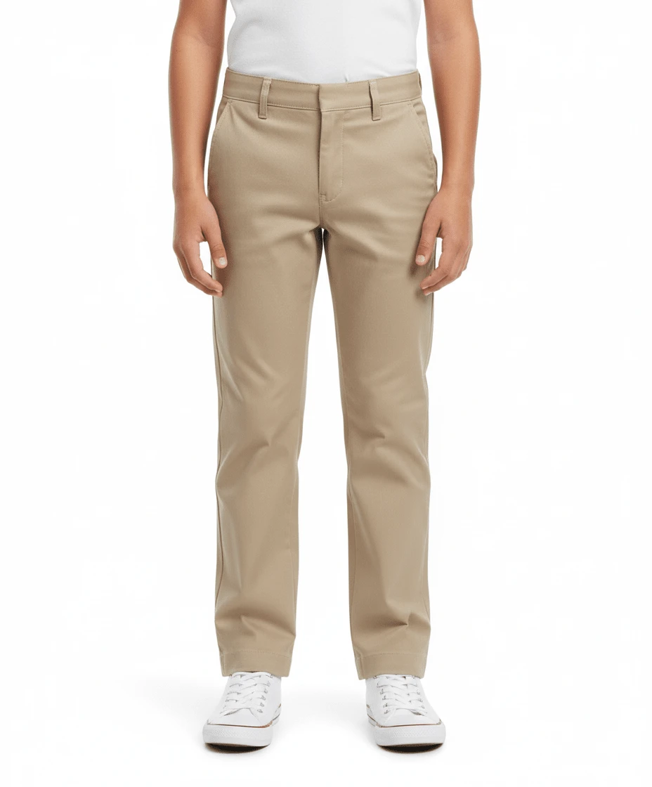 Boys High Quality Uniform Pants With Adjustable Hidden Waistband - 卡其色 - 查看 1