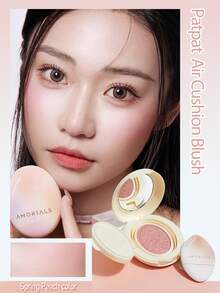 Amortals 氣墊液體腮紅－長效可疊加自然健康光澤，內建鏡子與迷你拇指海綿，便攜式腮紅霜，適用於臉頰提亮修容，適合初學者與專業人士，熱門流行臉部彩妝 - 輕粉春桃 - 查看 9
