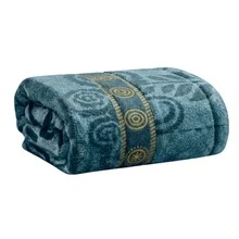 Large Soft Cotton Bath Towel With Luxury Print, 70*1.40 Cm - 圖案 4 – 藍色 - 查看 1