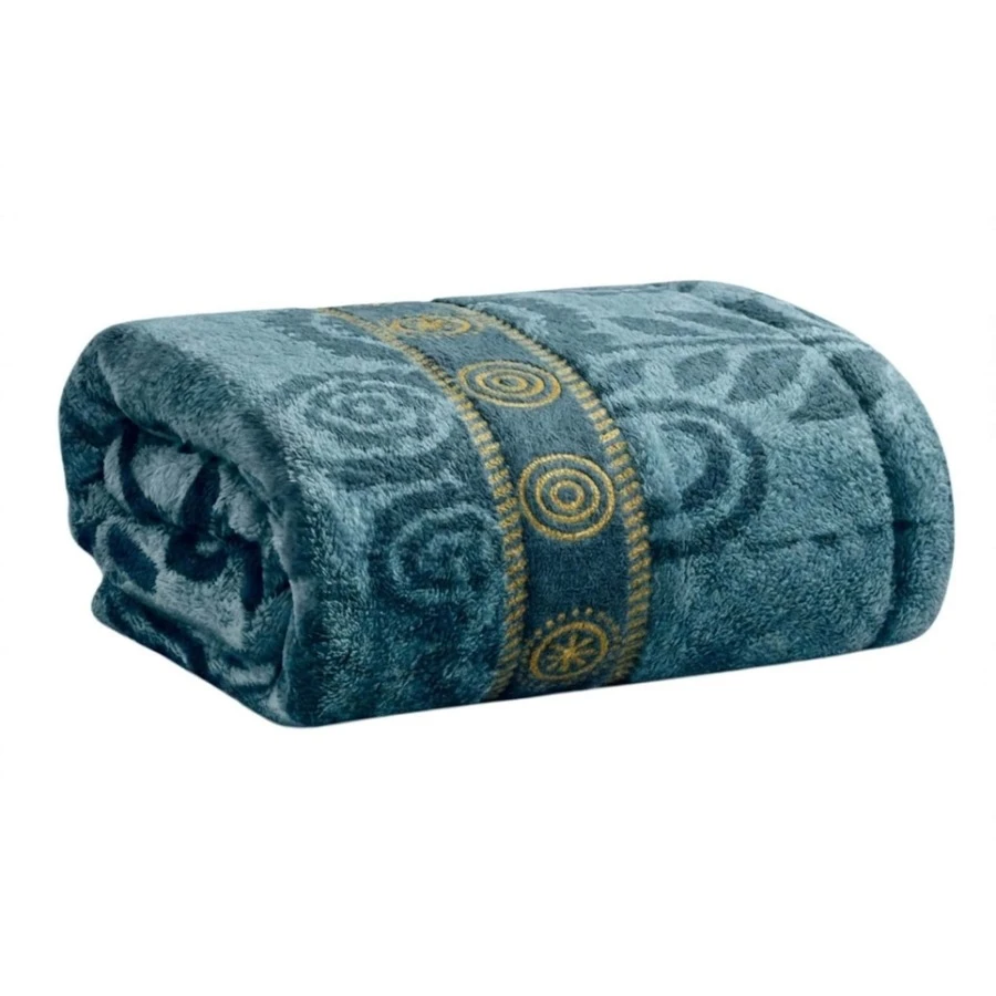 Large Soft Cotton Bath Towel With Luxury Print, 70*1.40 Cm - 圖案 4 – 藍色 - 查看 1