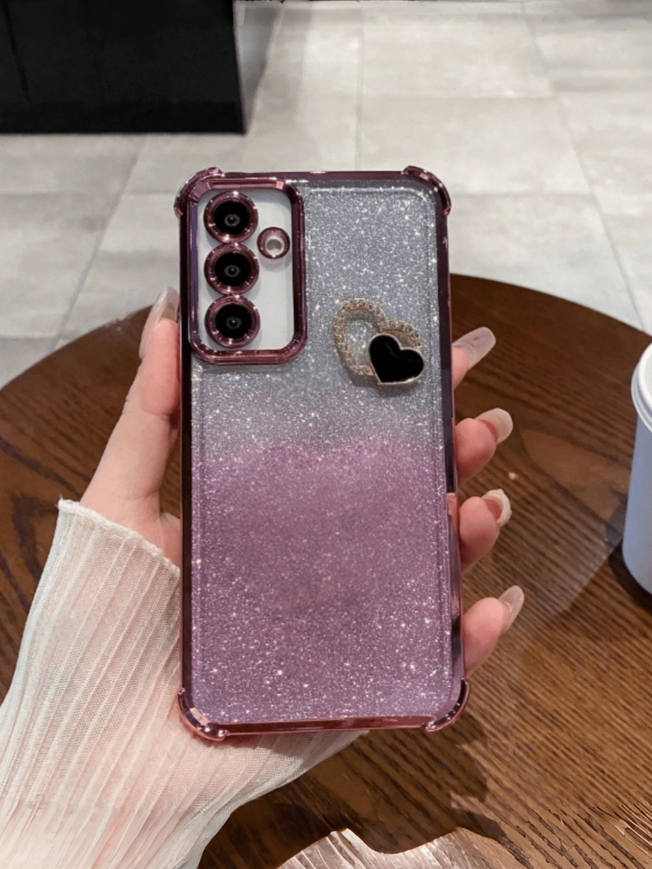 1pc Exquisite Translucent Shimmering Pink Gradient Phone Case, Compatible With IPhone 17, 17 Pro, 17 Pro Max, 17 Air, 16, 15, 14, 13, 12, 11, Pro, Pro Max, Plus, S20-S26/FE/Ultra, A56 5G, Phones - Pink - View 1