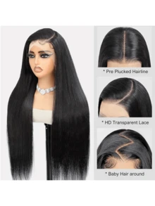 42 Inch Wig Human Hair 250 Density 13x6 Lace Front Wigs Human Hair Pre Plucked With Baby Hair 15A Glueless Straight Frontal Human Hair Wigs For Women - Natural Black - 查看 2