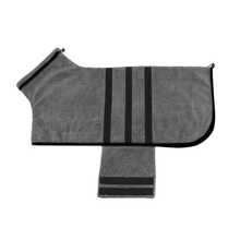 1pc Pet Quick Dry Soft Comfortable Bathrobe, Medium-Large Dog Shower Bathrobe Towel - Grey - View 8