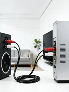 1根RCA音频线，2个RCA公头对2个RCA公头立体声音频线，适用于家庭影院、高清电视、功放、高保真音响系统、车载音响、扬声器、低音炮，带镀金插头，黑色 - 查看 1