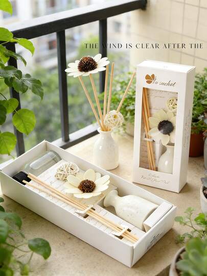 1 pieza Juego de difusor de aroma de lavanda para el hogar, difusor de aceites esenciales con varillas de ratán, difusor de fragancias de cerámica, adecuado para sala de estar, dormitorio, baño, aromaterapia, ambientador, regalo, decoración del hogar, cumpleaños, graduación