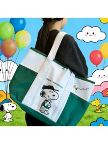 1pc Snoopy New Cartoon Cute Snoopy Large Capacity Printed Casual Canvas Shoulder Bag, Suitable For Commuting, School, Travel, Holidays, Gifts, Easy To Carry (Random Style) - Multicolor - View 3