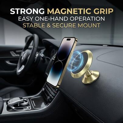 360° Rotatable Magnetic Car Phone Holder, Strong Magnet Stable, Aluminum Alloy, Universal For Car Dashboard