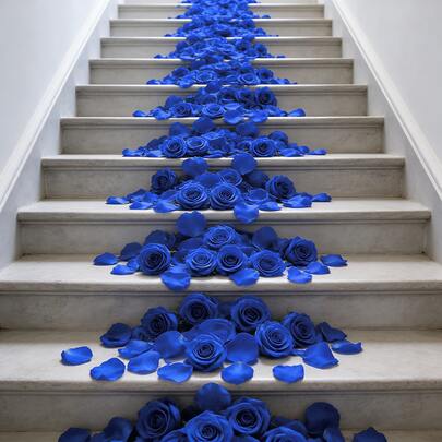 2000/1000/500 Pétalos de rosa de seda, pétalos de rosa para dormitorio - Pétalos de rosas falsas, pétalos de flores artificiales, rosas para San Valentín, propuesta, aniversario, para decoraciones de San Valentín, boda, fiesta, propuesta, aniversario (Azul)