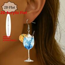 Women's Fashion Dangle Earrings – Summer 2D Acrylic Oktoberfest Beer Glass & Orange Juice Drink Drop Earrings, Minimalist Creative Fresh Fashion Jewelry - Multicolor - View 4