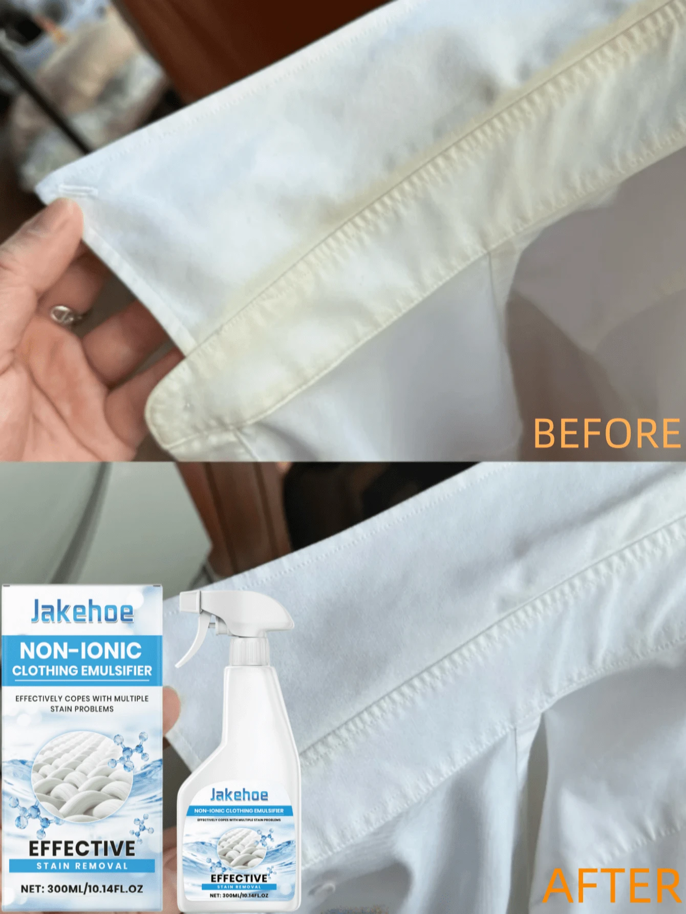 jakehoe 1瓶衣物清洁喷雾，有效去除污渍、油脂、汗渍，温和清洁，令衣物芬芳柔软，不伤纤维，强力清洁剂，清洁工具 - 液體 - 查看 1