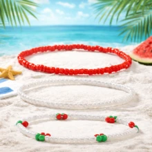 3PCS Summer Casual Cherry Bracelet, Rice Bead Bracelet, Lucky Bracelet, Rice Bead Elastic Bracelet, Holiday Gift For Her, Valentine's Day Gift, Anniversary Gift - Multicolor - View 2