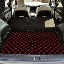 1 pièce Tapis de coffre de voiture à carreaux géométriques rouges et noirs, durable et lavable en machine, accessoire automobile haut de gamme convenant aux berlines, camionnettes et SUV, facile à nettoyer et à transporter, doublure de coffre de voiture personnalisée, tapis de chargement - tapis de coffre - Voir 1