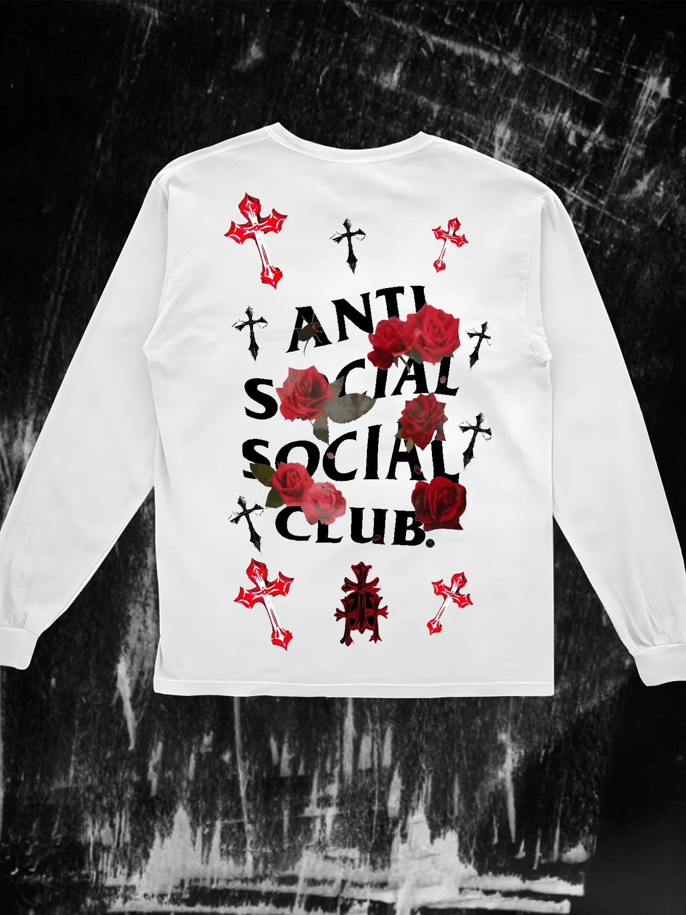 Anti Social Club Graphic T-Shirt For Boys And Girls Men, Women All Ages Family T-Shirt Letter New Streetwear Clothing Harajuku T-Shirt Cotton Longsleeve Tee, Y2K Style Casual Cotton Classic Crewneck Design Tee - White - View 1