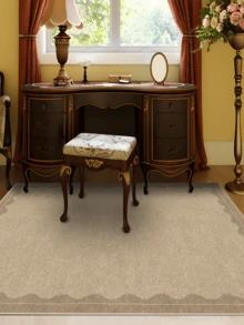 1 pieza Alfombra moderna y minimalista con patrón de onda geométrica, alfombra de felpa sintética, adecuada para baño, cocina, entrada, pasillo, mesita de noche, sala de estar, dormitorio, felpudo lavable a máquina para todo el año, decoración del hogar - Multicolor - Ver 5