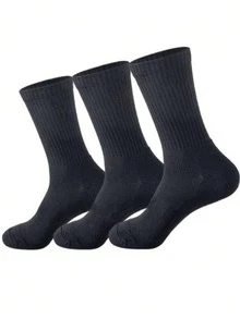 12 Pairs Men's Sports Socks, Mid-Calf Socks, Fashion Style - Black - View 5