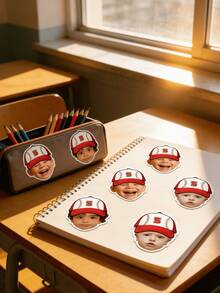 Custom Face Stickers, Photo Stickers, Personalized Baseball-Themed Face Stickers, Custom Stickers, Teen Birthday Party Photo Stickers, Party Sponsor Stickers - Multicolor - View 8