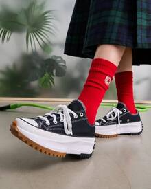 Converse Run Star Hike 男女通用低帮帆布厚底鞋，黑色 168816C - 黑色 - 查看 7