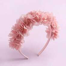 1pc Premium Handmade Bohemian Fabric Flower Headband, Original Design, Pink Tone, Fresh And Sweet Headpiece For Women - Multicolor - View 7